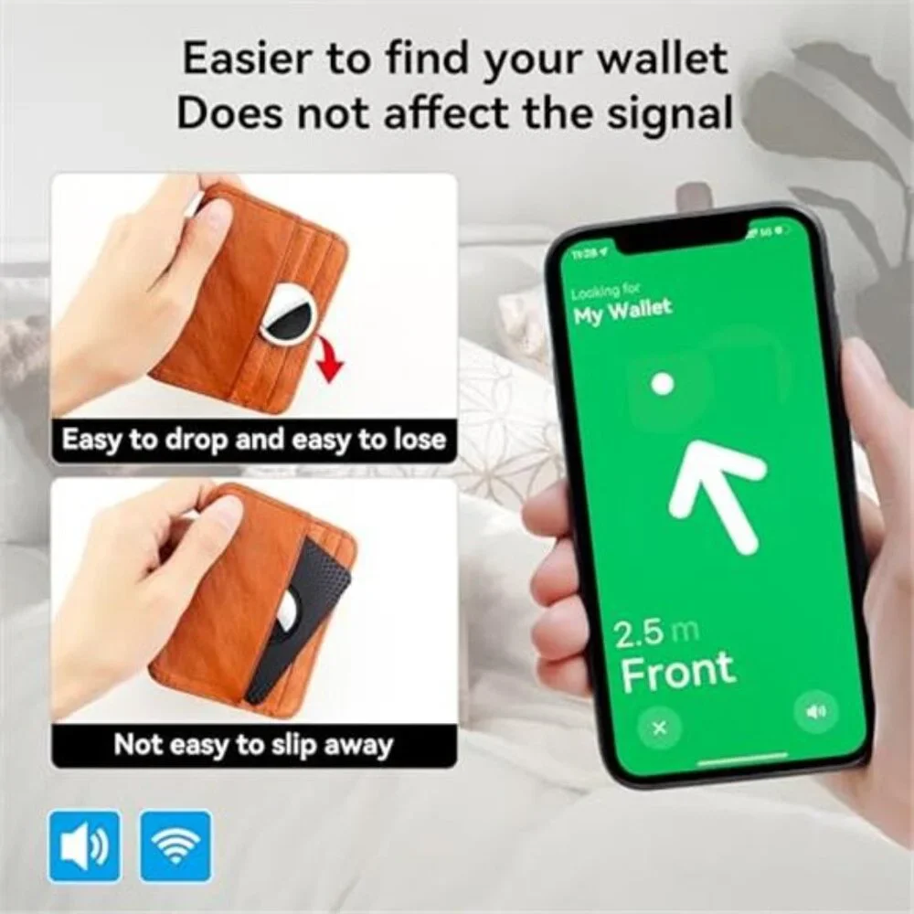 Ultra Thin AirTag Card Holder ABS PC Slim Wallet Insert Tracker Case 2 Pack